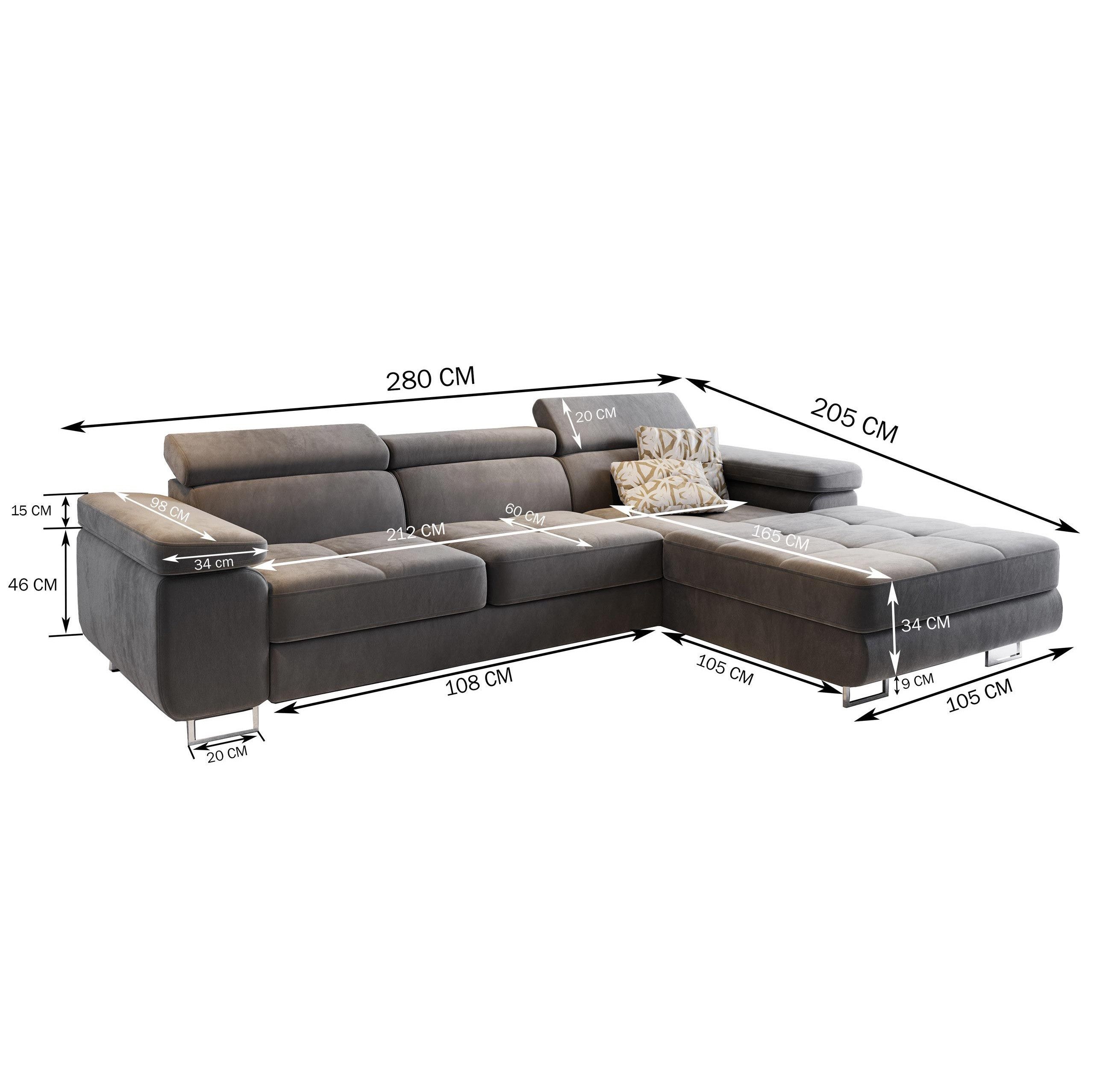 Masseno Ecksofa ELMA mit Schlaffunktion L-Form, Sofa mit Bettkasten