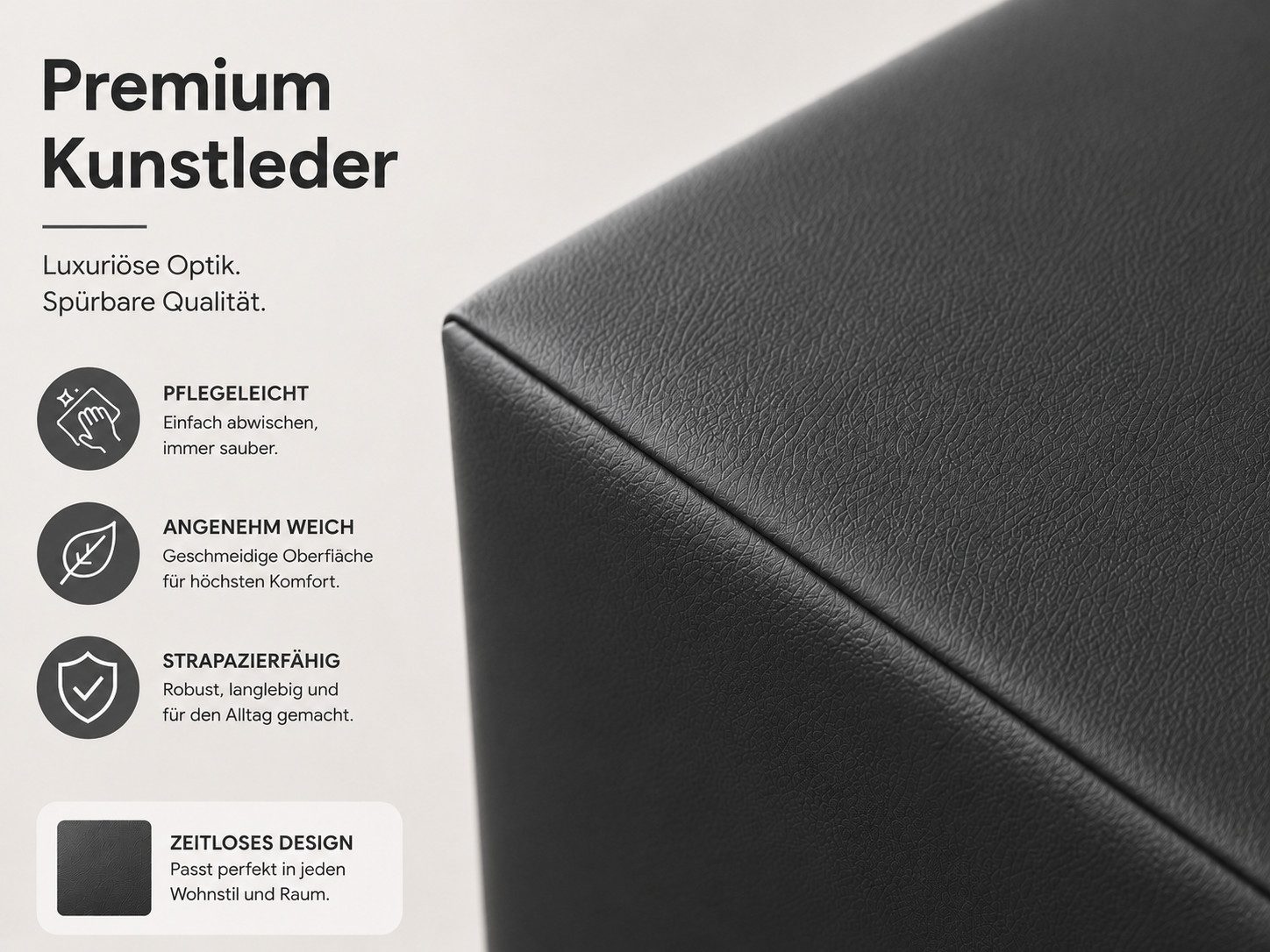 Best for Home Sitzhocker Sitzwürfel 40x40x40 cm – Multifunktionaler Sitzhocker & Fußhocker (Einzelstück, 1 St., verschiedene Farben), Handwerksqualität, pflegel – Bild 4 von 5