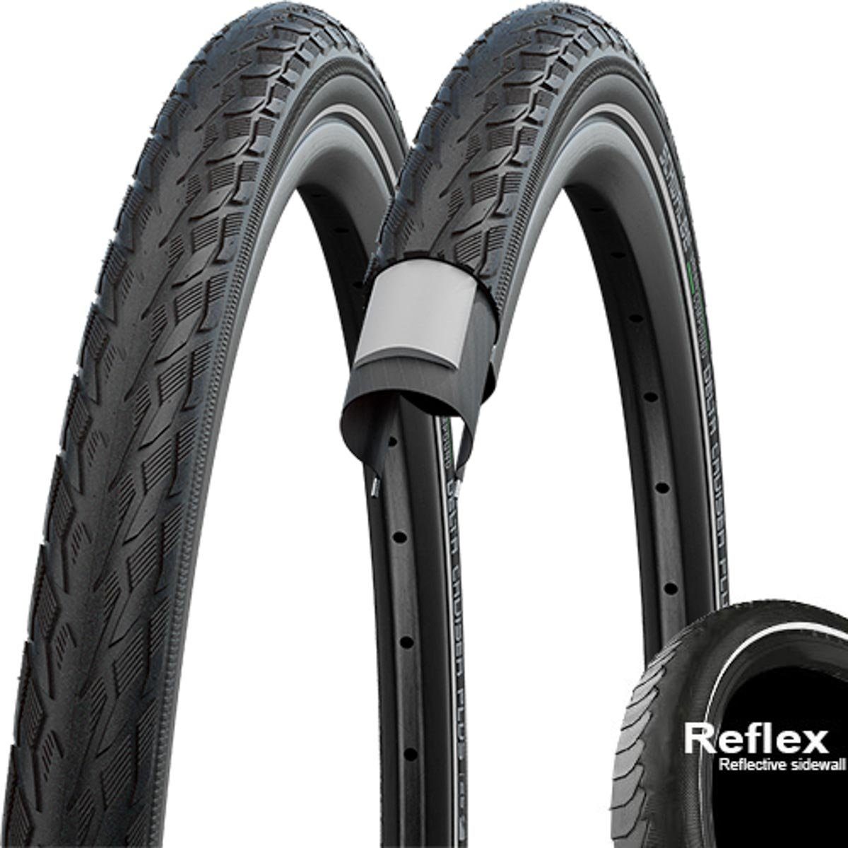 Plus Cruiser 26x1 Reifen Schwalbe Fahrradreifen HS431 schw-Reflex 3/8"37-590 Schwalbe Delta