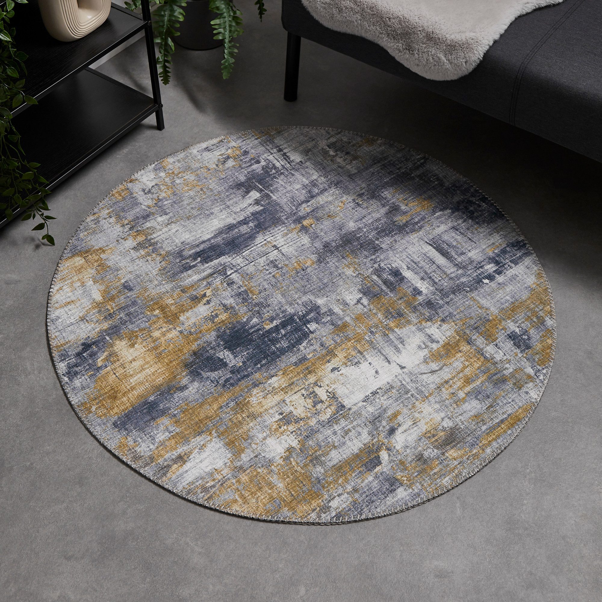LUXOR living Teppich Prima, rund, Höhe: 7 mm, Kurzflor, bedruckt, modernes Design