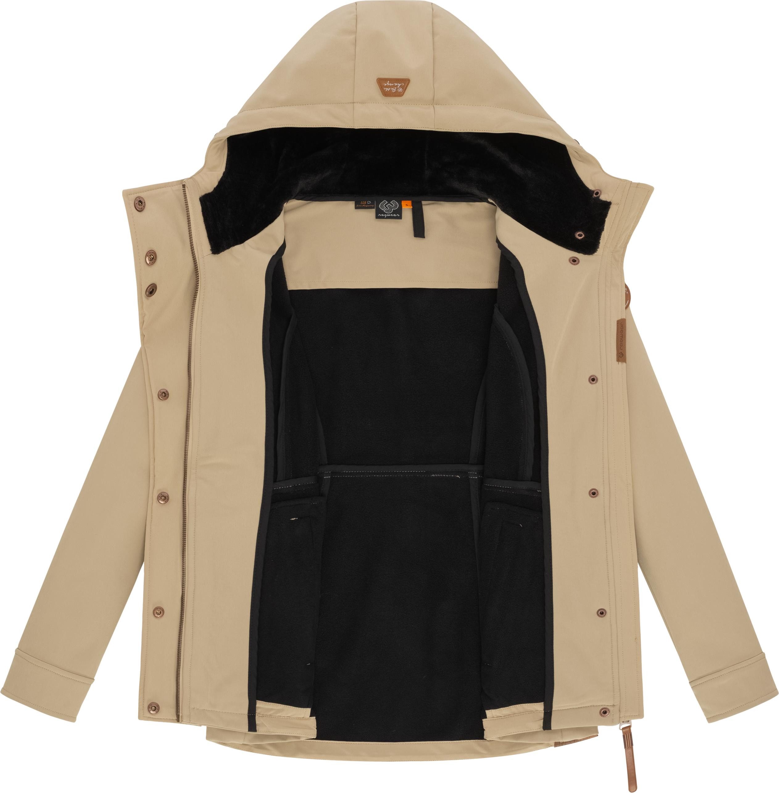 Ragwear Softshelljacke Yba sportliche Damen Outdoorjacke mit Kapuze