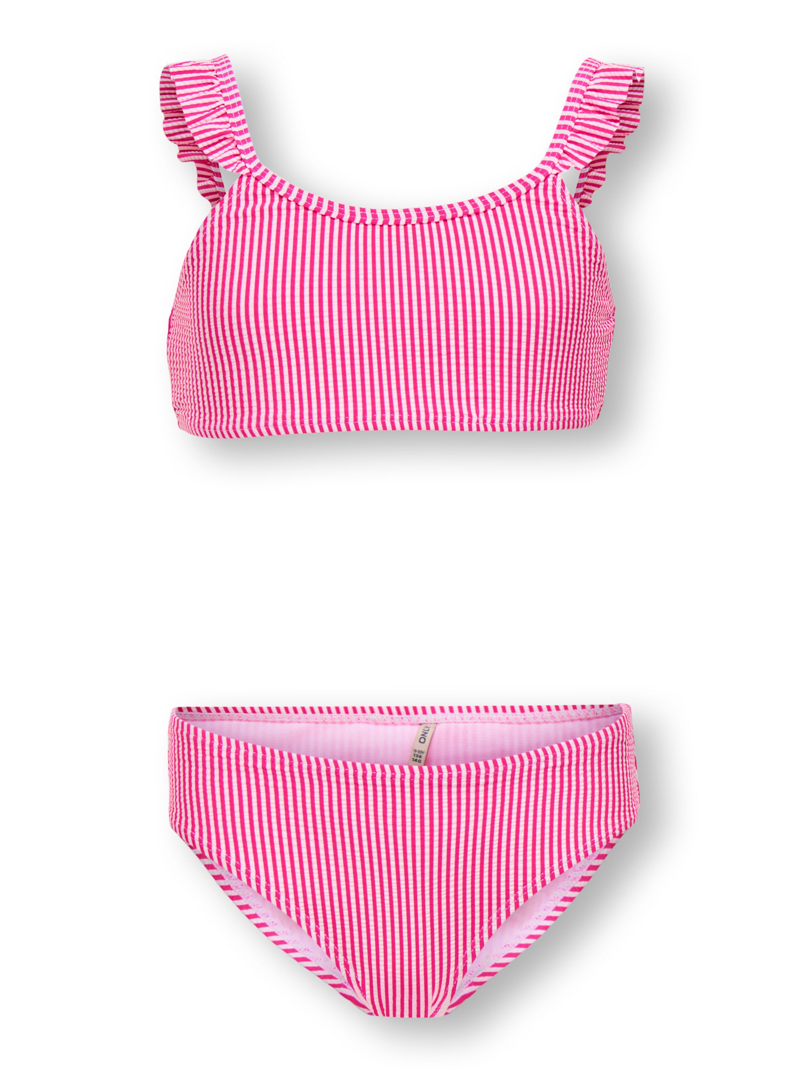 KIDS ONLY Bandeau-Bikini KOGSUNNY STRUCTURE BIKINI SET ACC (Set, 2-St) mit kleiner Rüsche an der Schulter