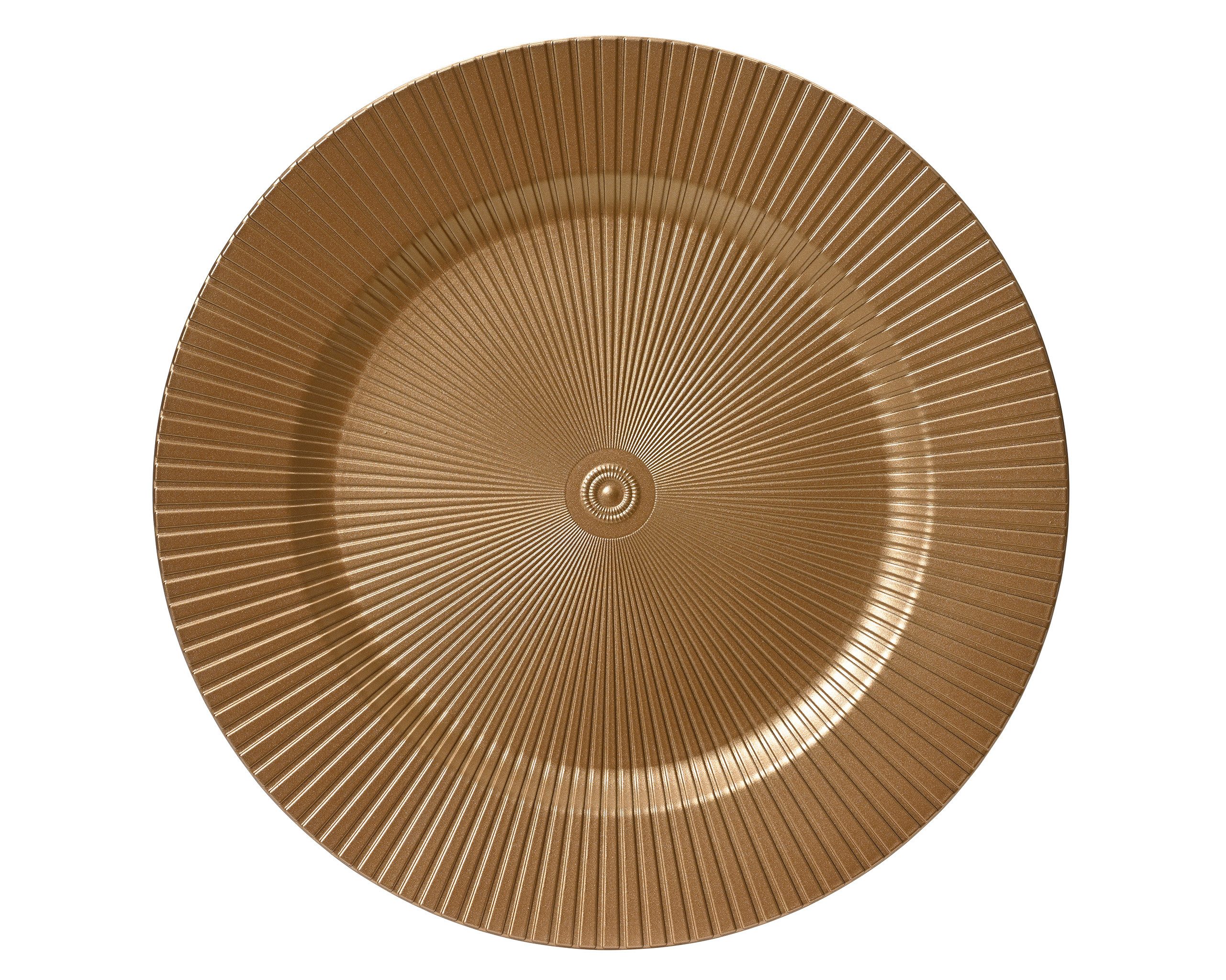 Kaemingk Dekoteller, Dekoteller 33cm Kunststoff mit Rillen - Gold