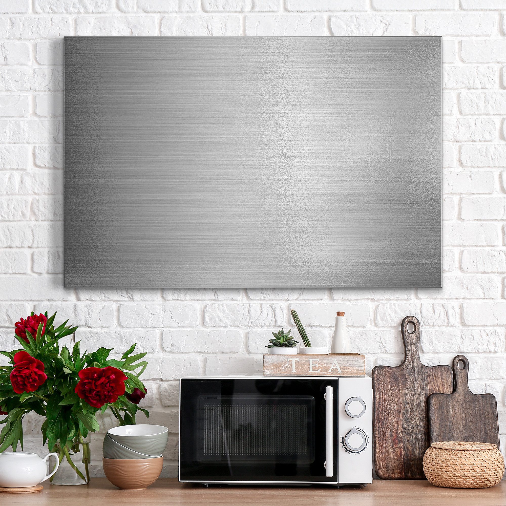 DEQORI Magnettafel 'Gebürstetes Aluminium', Metall Whiteboard für alle Magnete, Magnetboard magnetisch