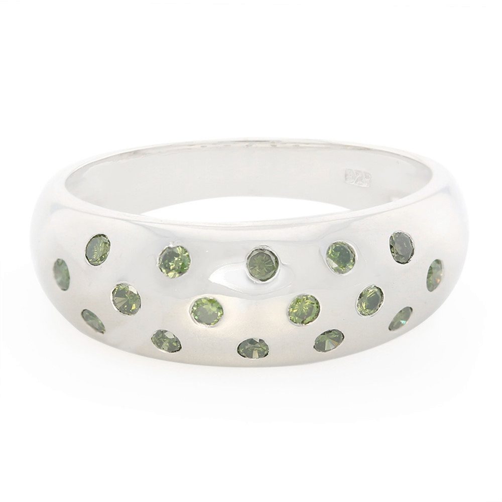 Cavill Diamantring Smaragdgrüner Brillant-Silberring 0,26 ct Diamanten 925 Silber (1-tlg)