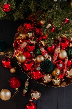 Leonique Weihnachtsbaumkugel Essone, Weihnachtsdeko, Christbaumschmuck aus Glas (18 St), Christbaumkugeln mit Motiv, 18-teilig, Ø 6 cm, 7 cm, 8 cm