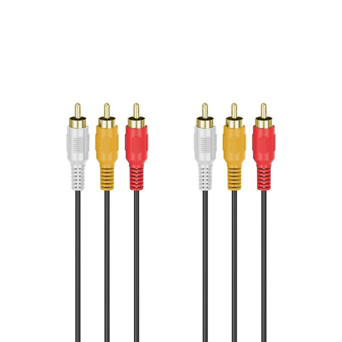 Hama Audiokabel, Videokabel, 3 CinchStecker, vergoldet, 3,0 m Audio-Kabel, Cinch, (300 cm)