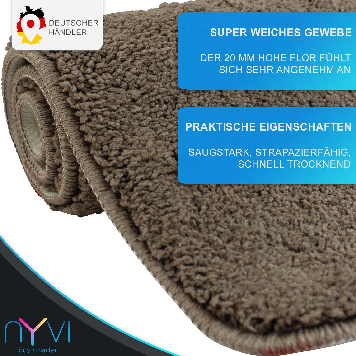 NYVI Badematte WC Vorleger mit Ausschnitt NYVISpa Lasalle Taupe Toiletten T günstig online kaufen