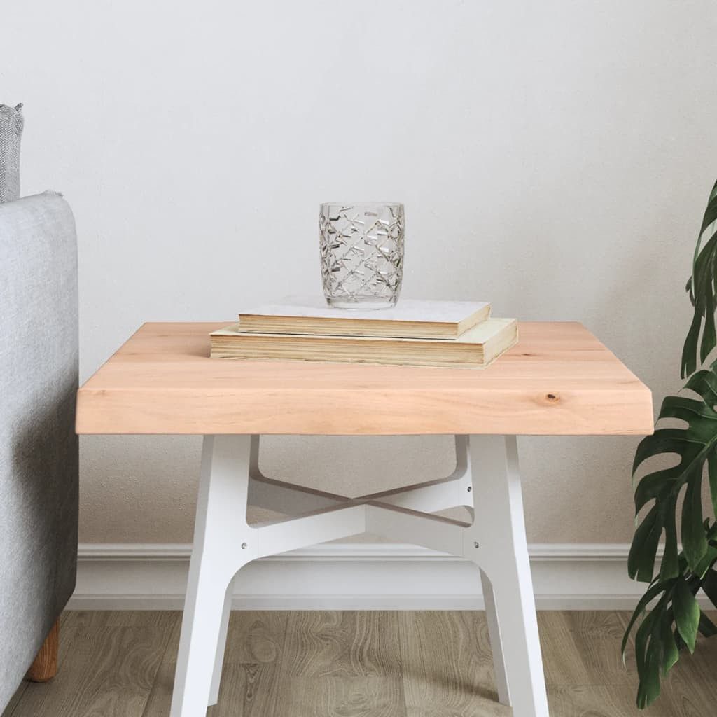 furnicato Tischplatte Ersatztischplatte aus massivem Eichenholz 40x40x2-4 cm mittelbraun (1 St), Handgefertigtes DIY-Brett mit Baumkante für privaten Gebrauch