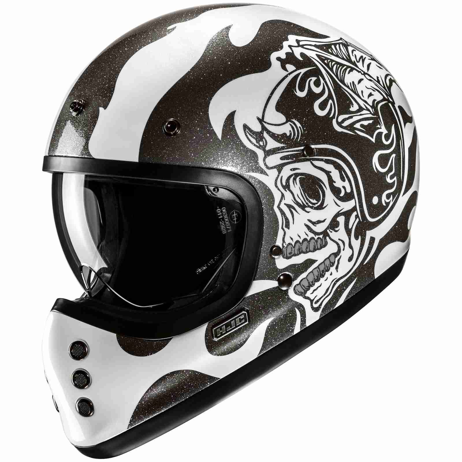 Motorradhelm HJC V60 Flame MC5 Integralhelm Schwarz / Weiss L