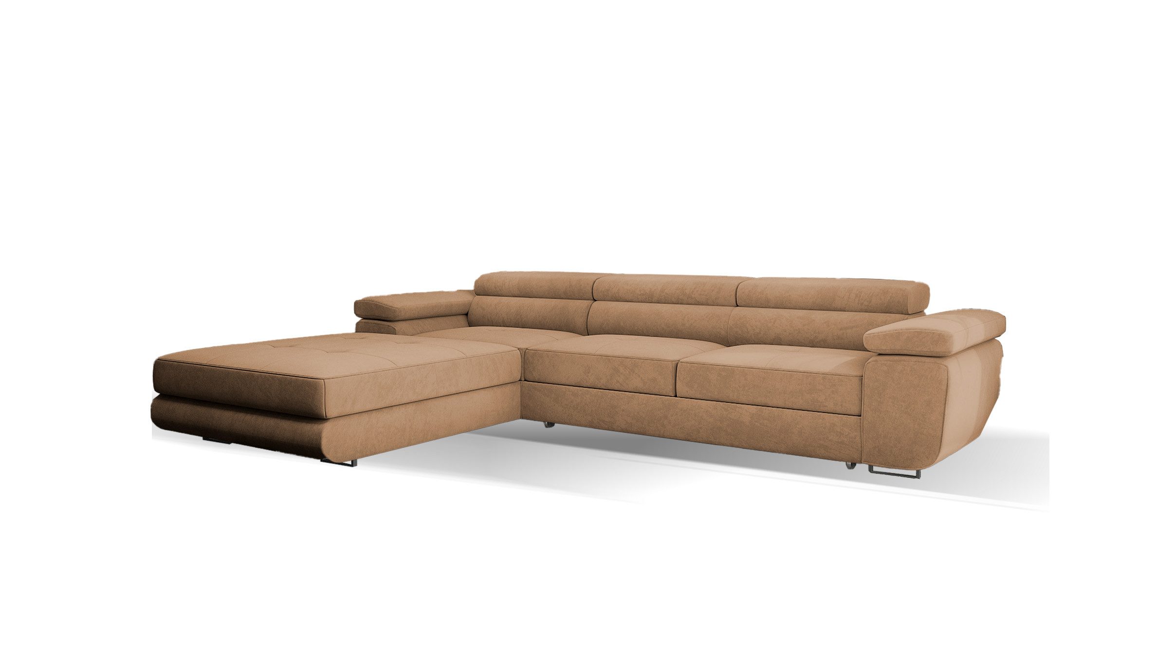 Goldstoff Ecksofa mit Schlaffunktion und Bettkasten, günstig online kaufen