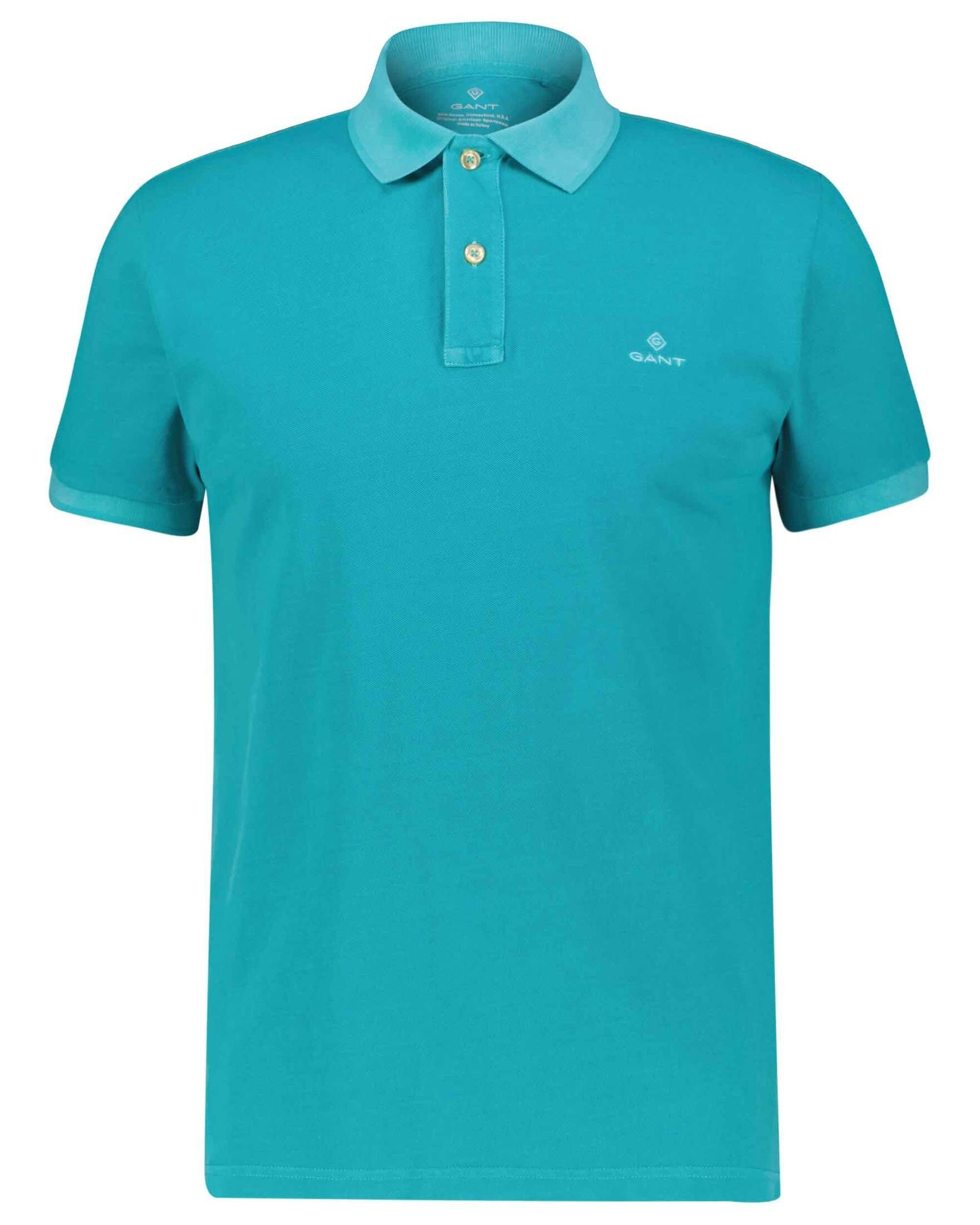 Gant Poloshirt Herren Poloshirt SUNBLEACHED PIQUE RUGGER Kurzarm (1-tlg) tanne (48)