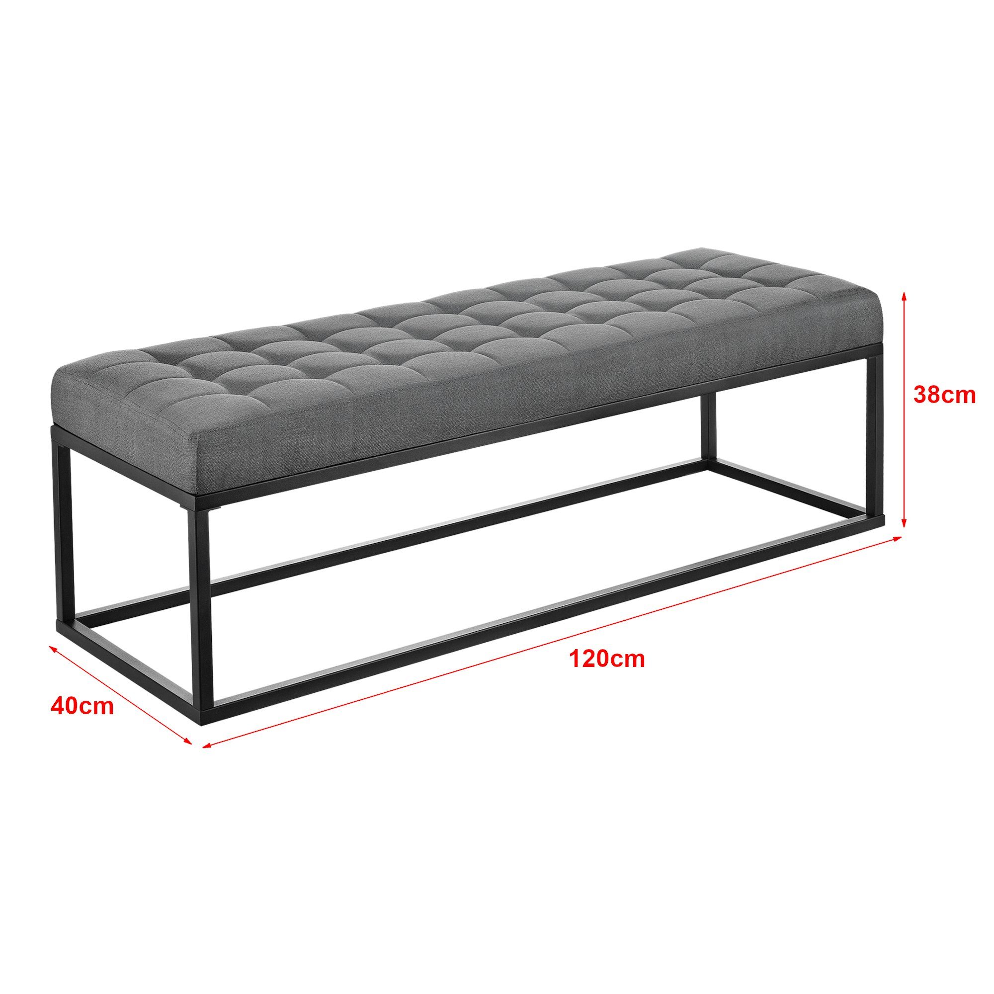 pro.tec Polsterbank, »Salta« Sitzbank Metall 120 x 40 x 38 cm Grau