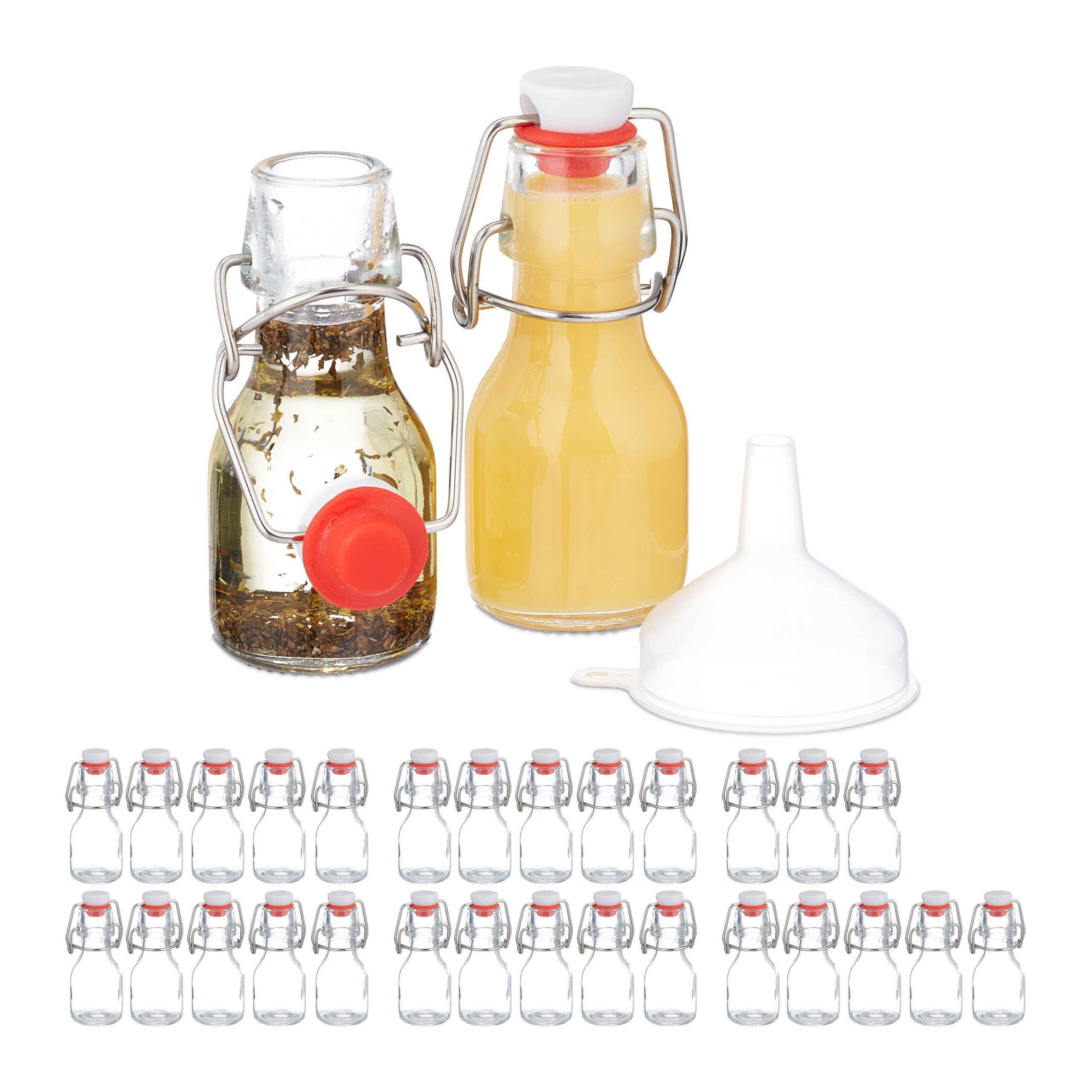 relaxdays Vorratsglas Kleine Flaschen mit Bügelverschluss Set, Glas, (30er Set, 30-tlg), 30er Pack