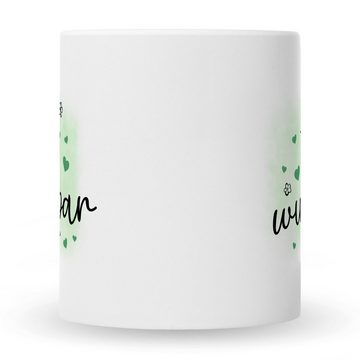 GRAVURZEILE Tasse mit Spruch Du bist wunderbar, Keramik, Farbe: Weiß
