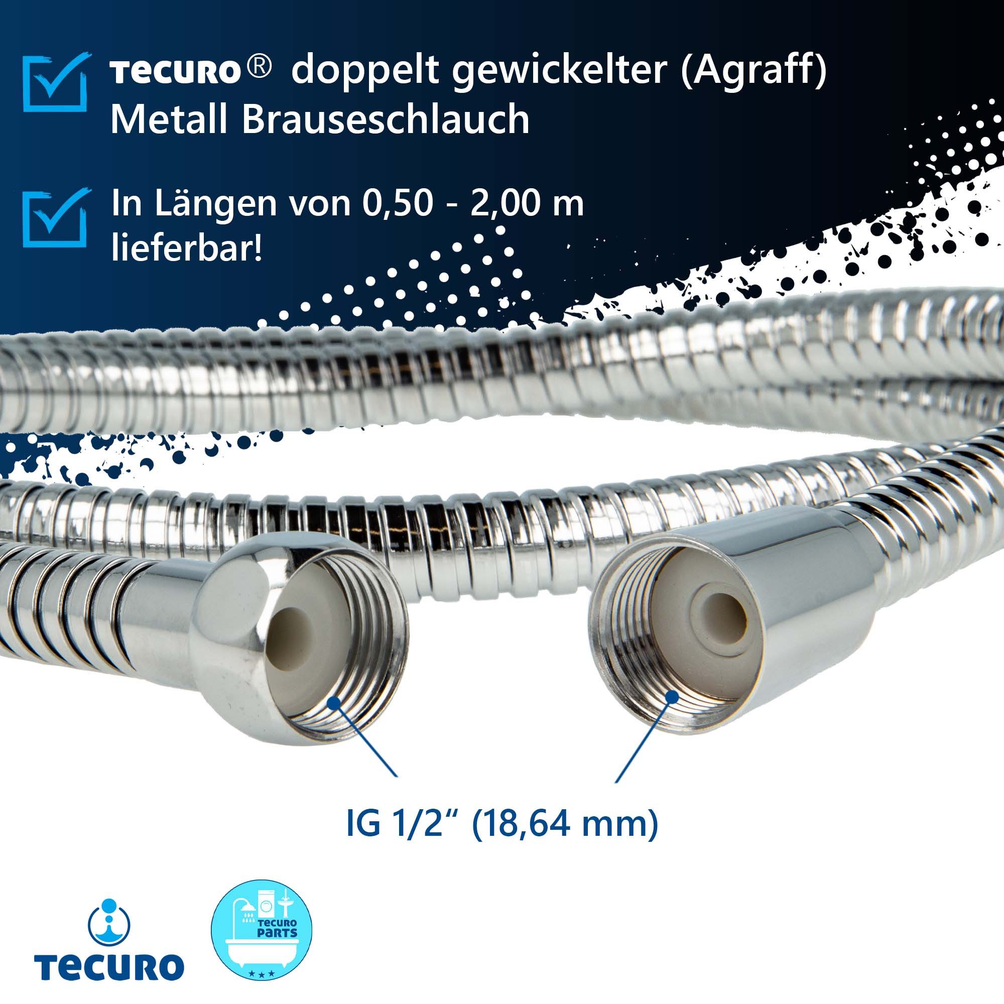 tecuro Brauseschlauch Metall Agraff Brauseschlauch, doppelt gewickelt – Bild 4 von 5