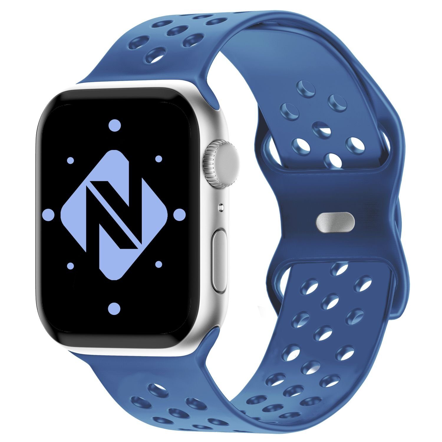 Nalia Smartwatch-Armband Apple Watch 38mm/40mm/41mm, Gelochtes Silikon Ersatzband / für Sport Fitness Uhr / Atmungsaktiv Blau