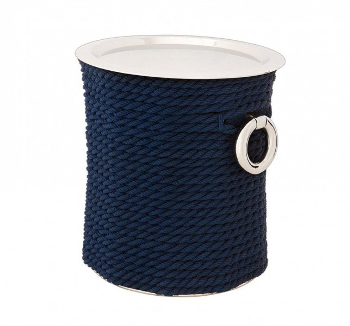 Beistelltisch Beistelltisch Nickel Designer - Casa blauem mit Padrino Luxus Seil Luxus Beistelltisch Deco Art