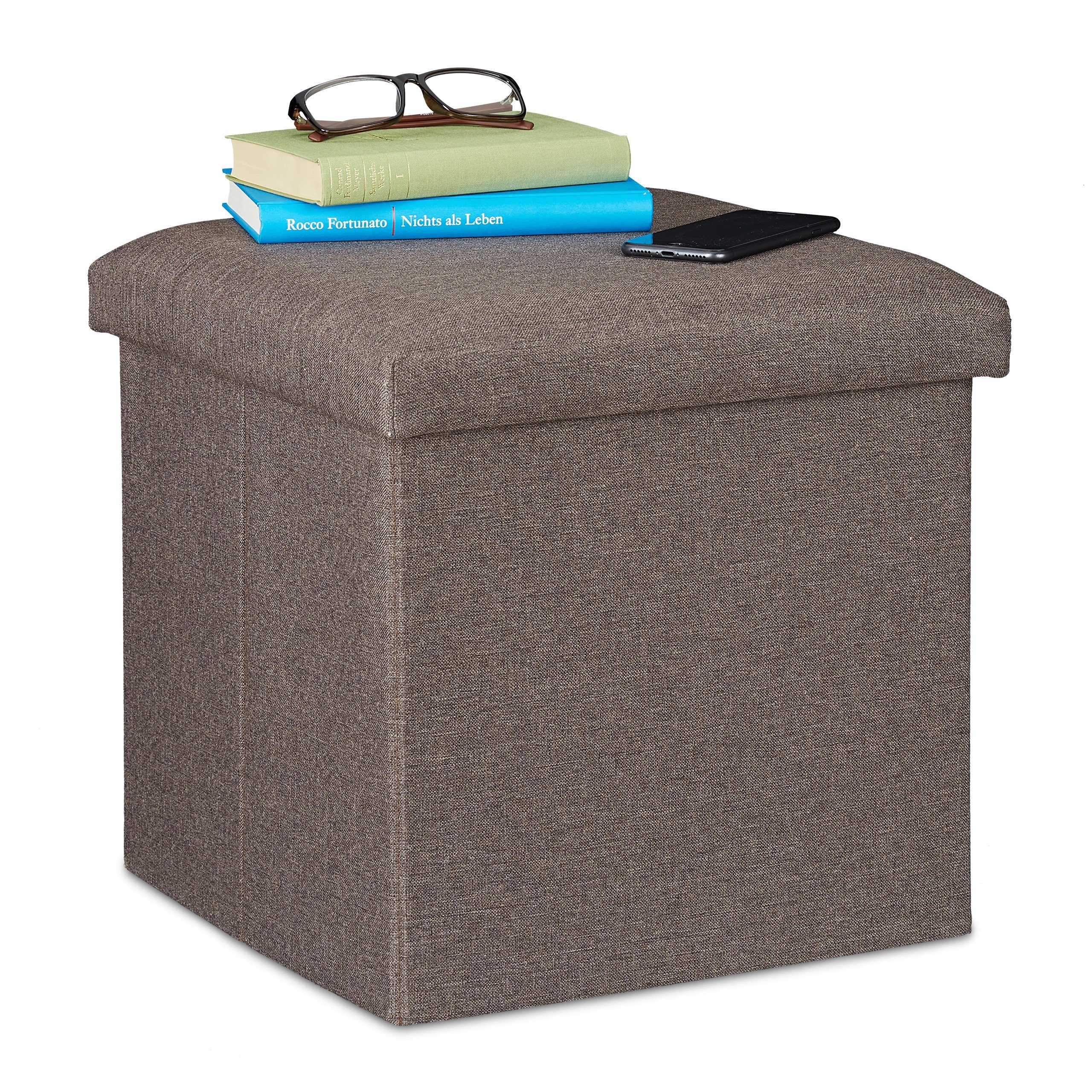 relaxdays Sitzhocker mit Stauraum, Dunkelgrau günstig online kaufen