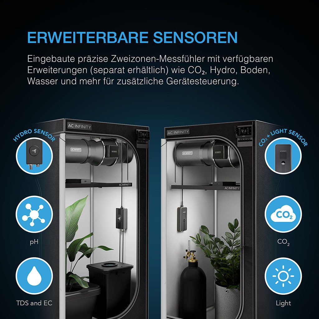 AC INFINITY Gewächshaus AC Infinity AI+ Growzelt Komplettset, BxTxH: 120 x 60 x 180 cm, BxLxH: 120 x 60 x 180 cm, mit AI+ Controller und 220W LED – Bild 3 von 5