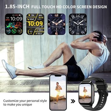Coollia Damen's und Herren's Fitness Tracker Wasserdicht Smartwatch (2 Zoll, Android/iOS), mit Bluetooth Anrufe,Pulsmesser/SpO2/Schlafmonitor/Stoppuhr/Kalorien