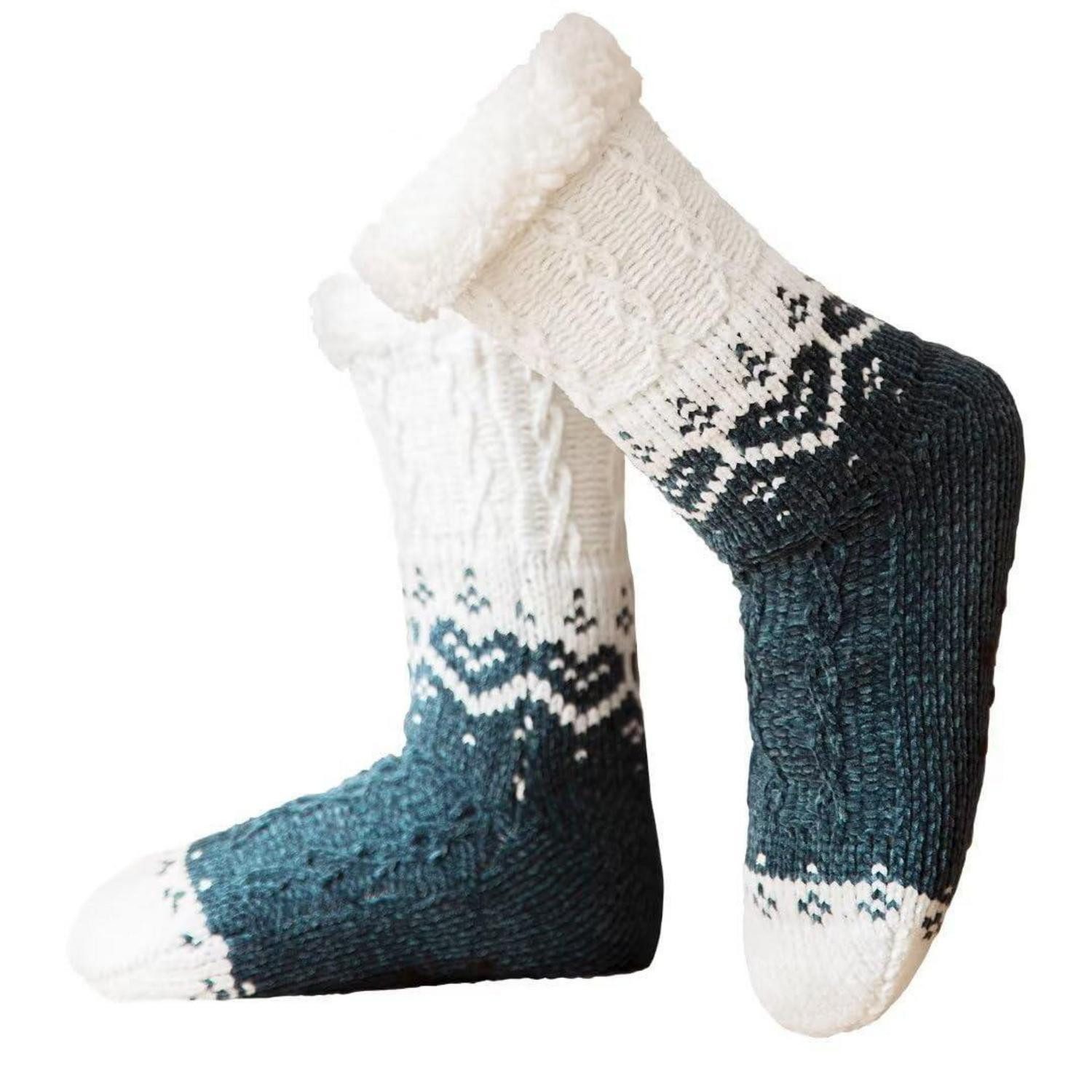 LuxusKollektion Haussocken Hausschuhsocken Damen Kuschelsocken Grün Einheitsgröße