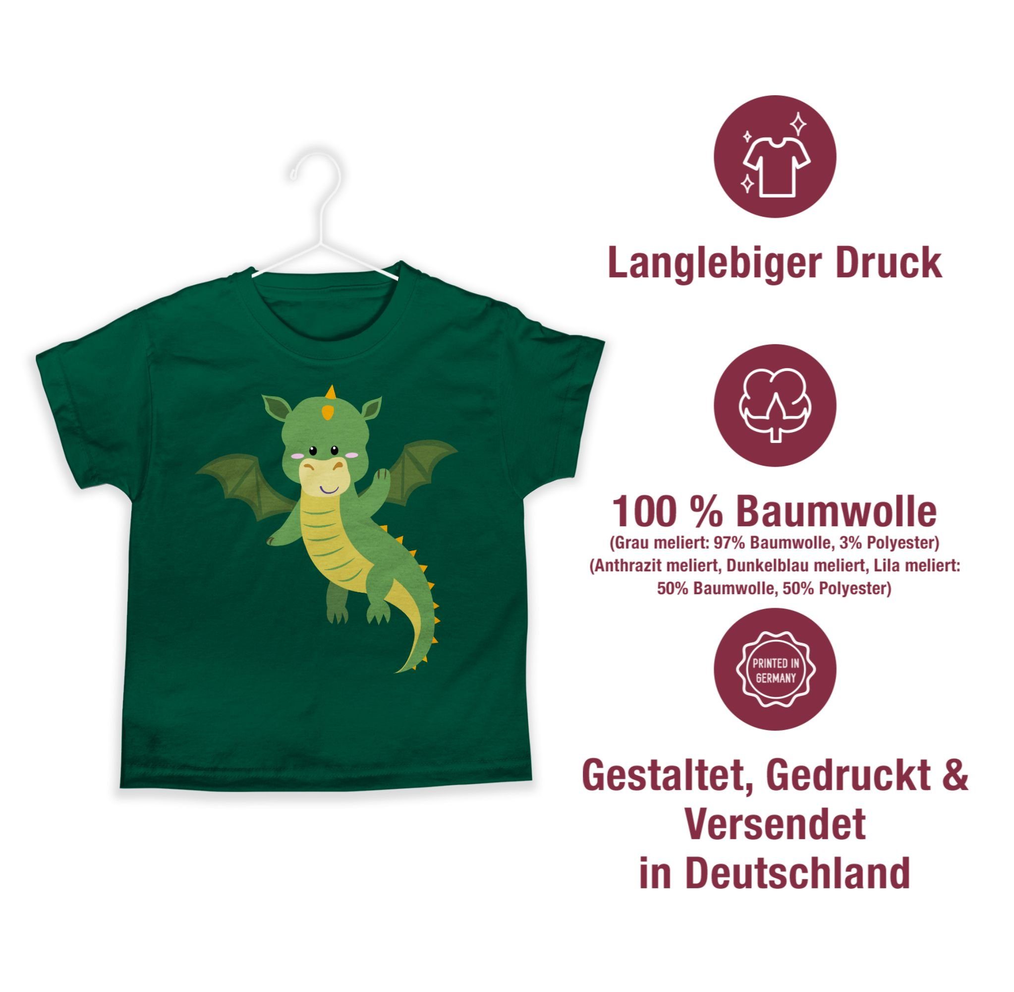 Shirtracer T-Shirt Drache Tiermotiv Print 2 Tannengrün Animal