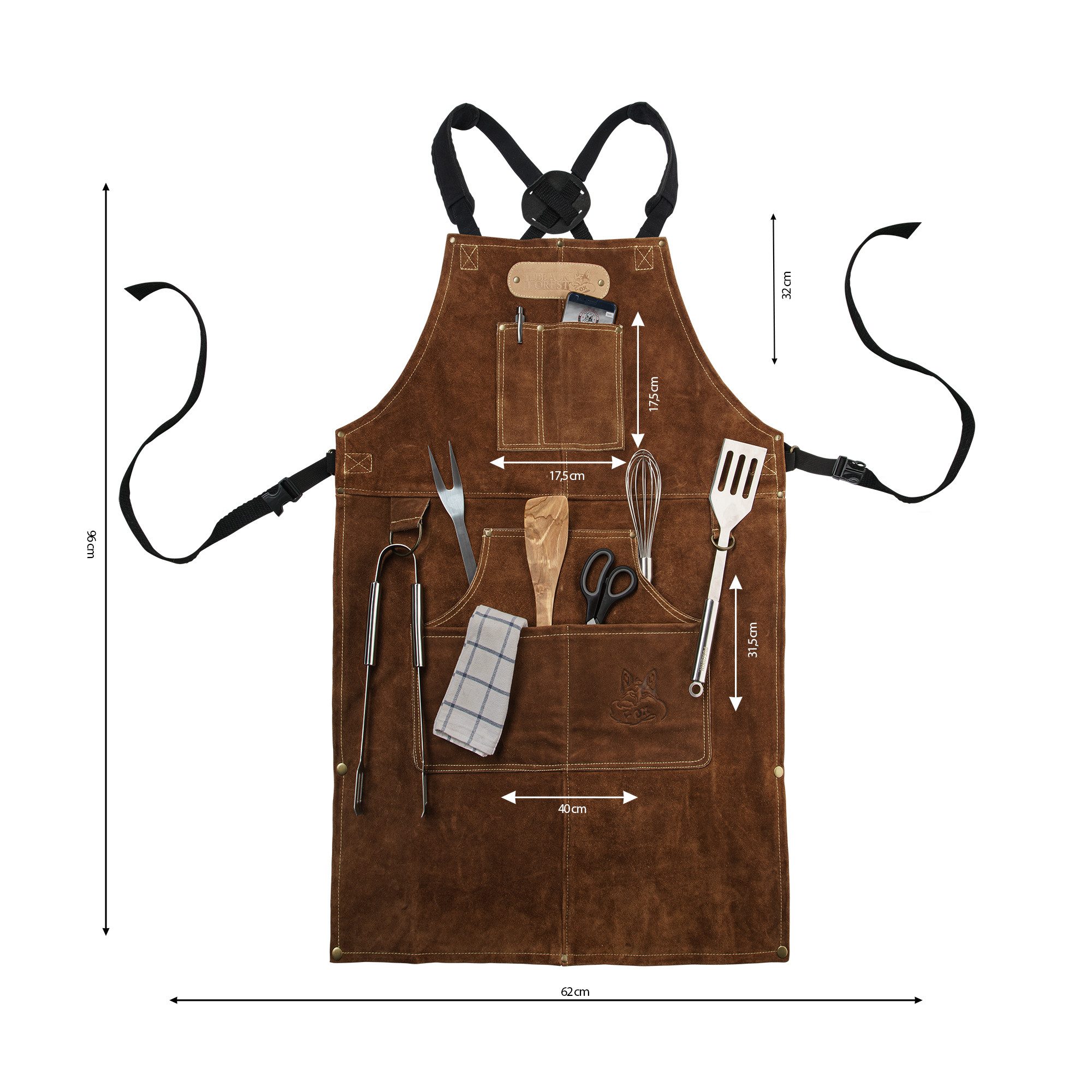 BLACK FOREST FOX Grillschürze ROUGH Büffel Rau Wild Leder Arbeitsschürze, G günstig online kaufen