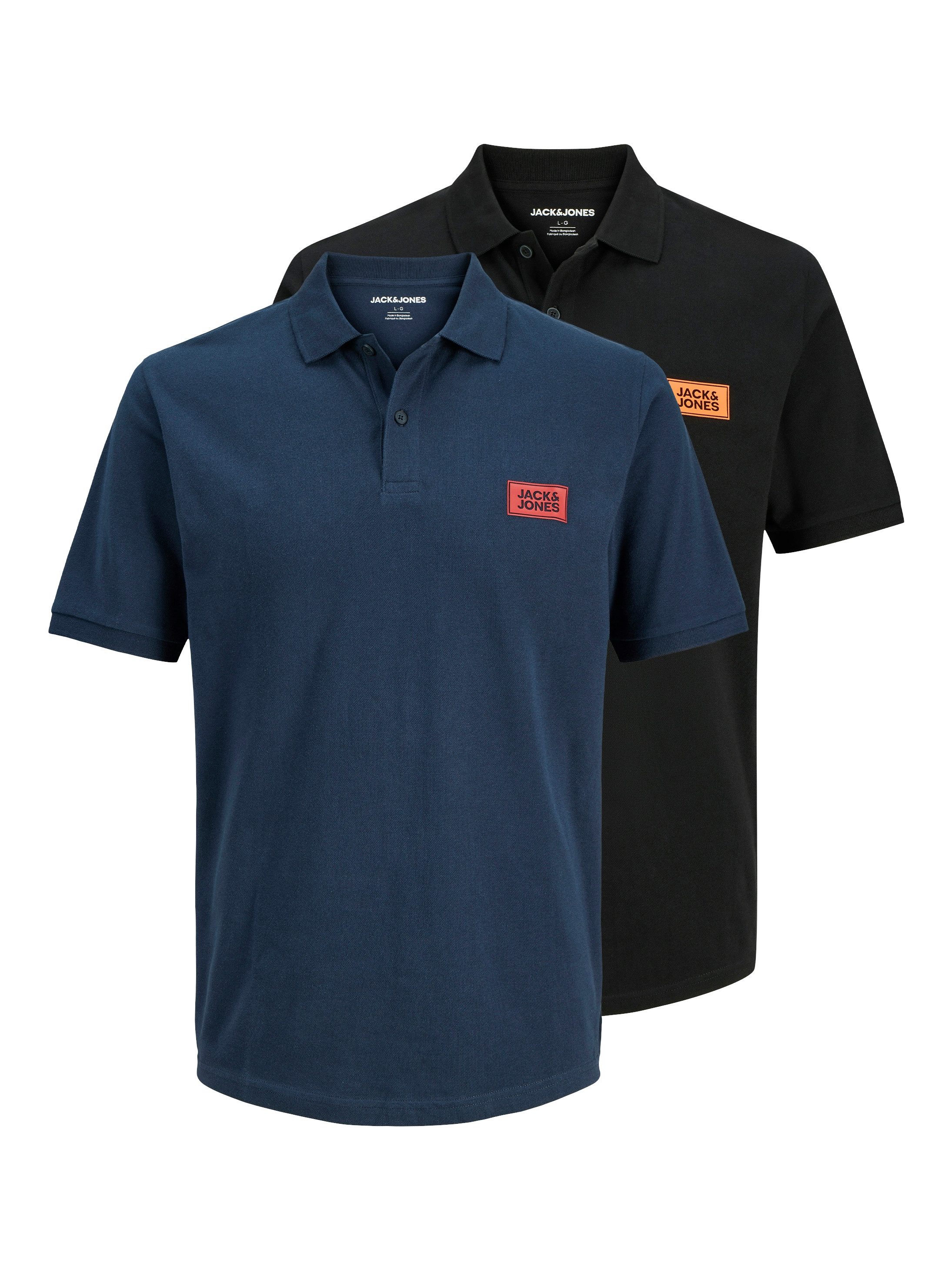 Jack & Jones PlusSize Poloshirt JJRUSH POLO SS 2PK MP PLS (Packung, 2-tlg) Baumwolle, regular fit
