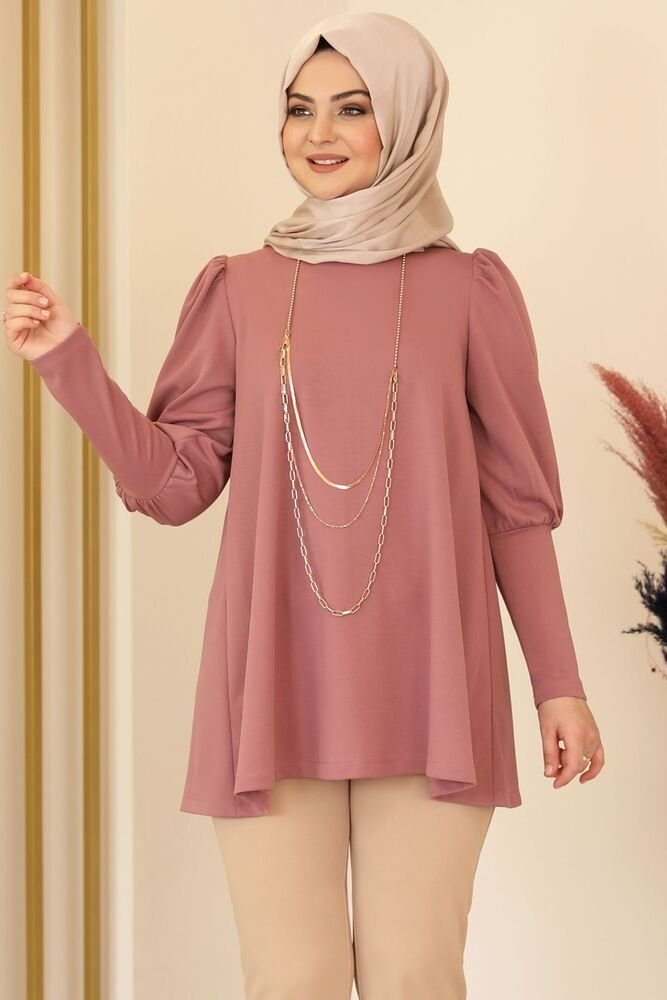 Modavitrini Tunika Damen Tunika Longtunika Tunika Puderrosa Hijab Tunika lange Fashion Modest