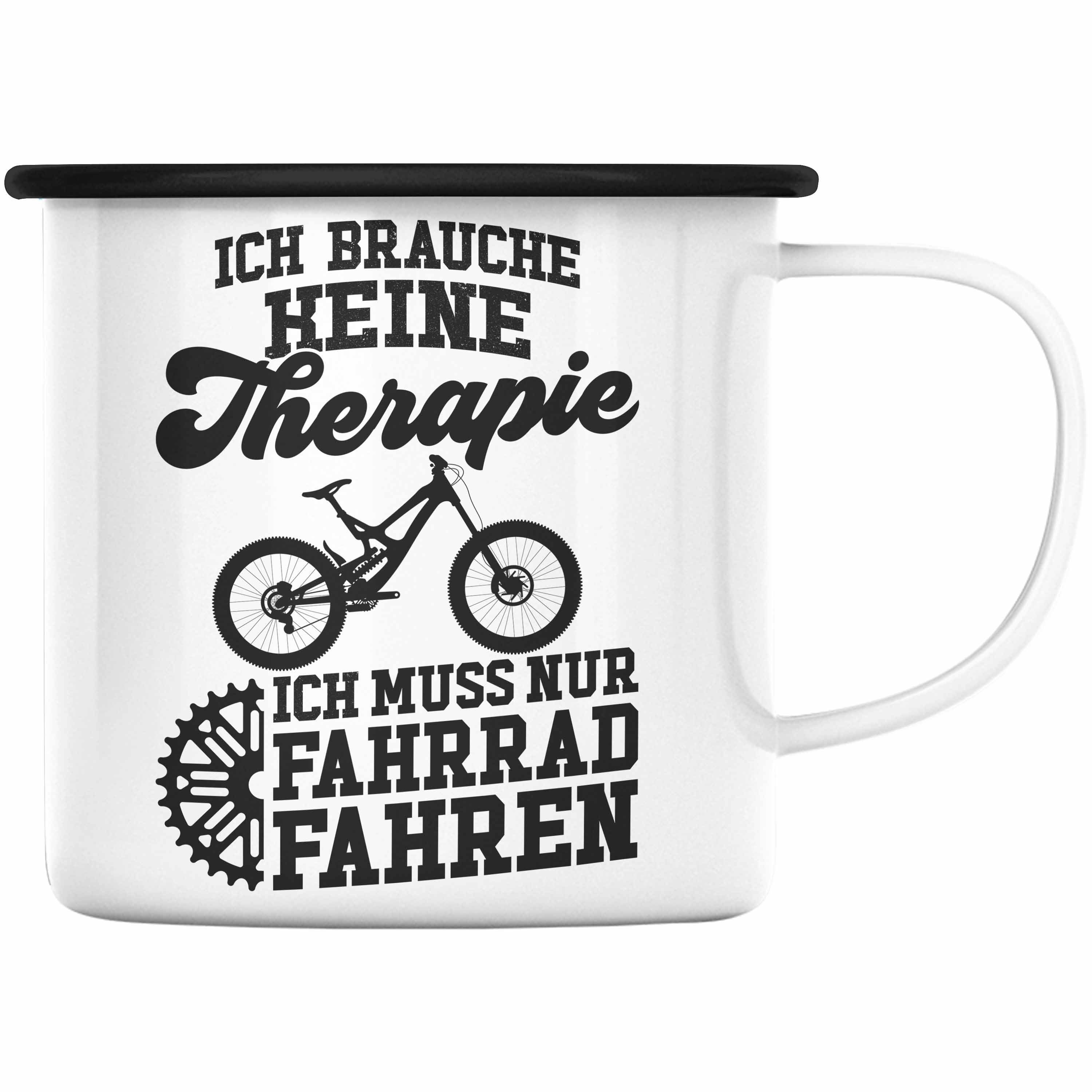 Trendation Thermotasse Trendation - Fahrrad Radfahrer Geschenk Rennrad Bike Geschenkideen Emaille Tasse Fahrradfahrer KaffeeEmaille Tasse Therapie