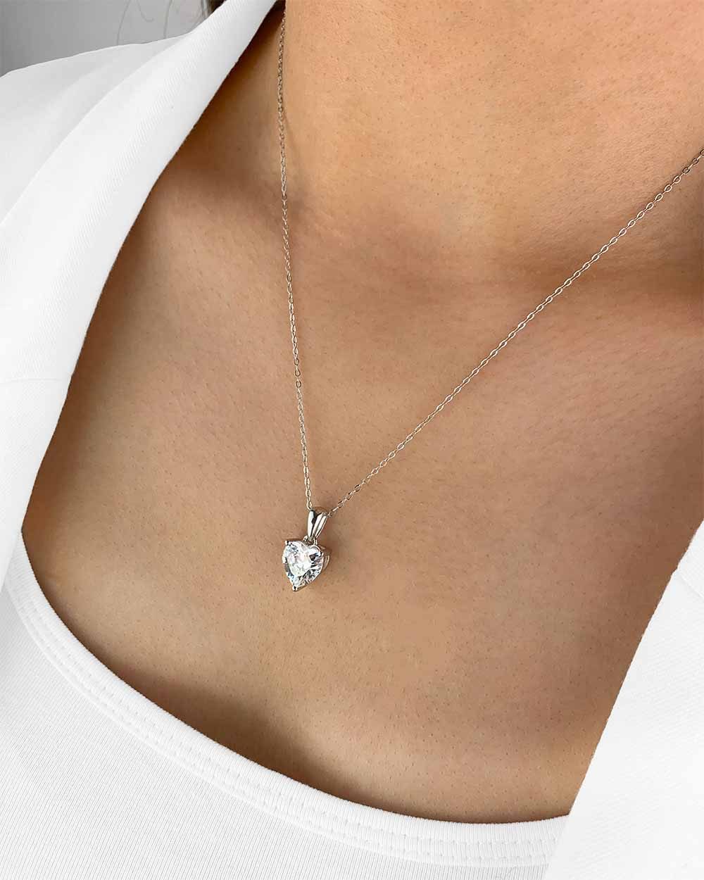 Herzkette 'Joline' Damen Halskette Silber 925 Herz-Anhänger Kristall weiß