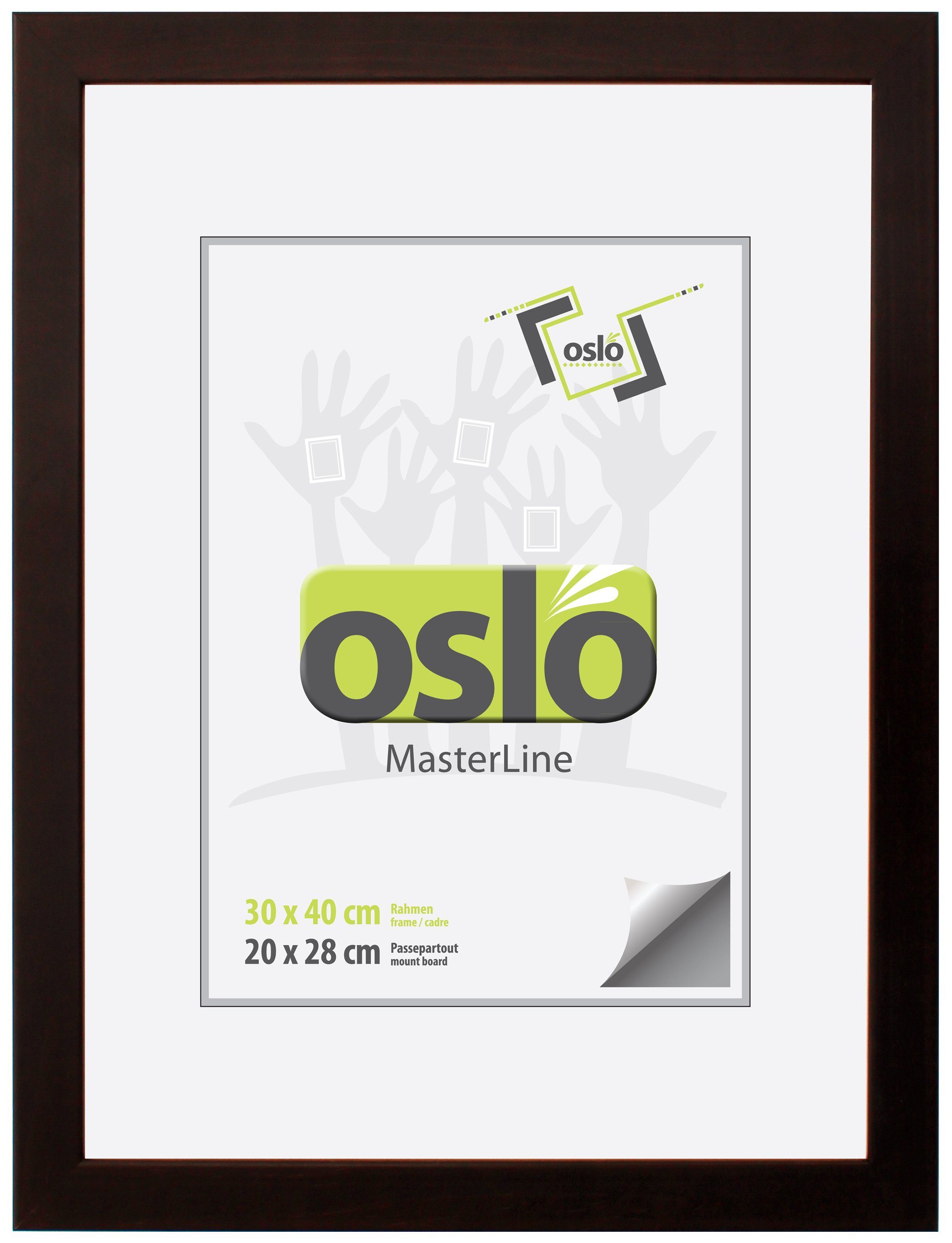 Oslo MasterLine Portraitrahmen Bilderrahmen 30 x 40 cm Holz massiv FSC Echtglas Hoch- und Querformat, Urkundenrahmen dunkelbaun / schoko dunkelbraun