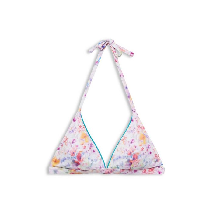 Esprit Triangel-Bikini-Top Wattiertes Neckholder-Bikinitop mit floralem Print