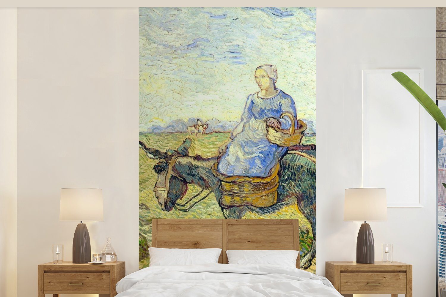 MuchoWow Fototapete Bauernpaar geht zur Arbeit - Vincent van Gogh, Matt, bedruckt, (2 St), Vliestapete für Wohnzimmer Schlafzimmer Küche, Fototapete | Fototapeten