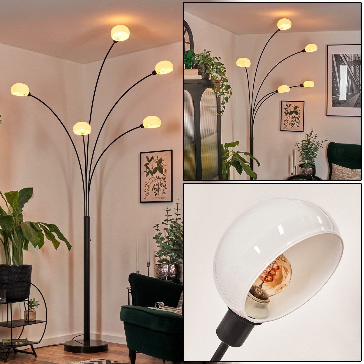 hofstein Stehlampe Stehlampe aus Metall in Schwarz/Weiß im Retro/Vintage-De günstig online kaufen