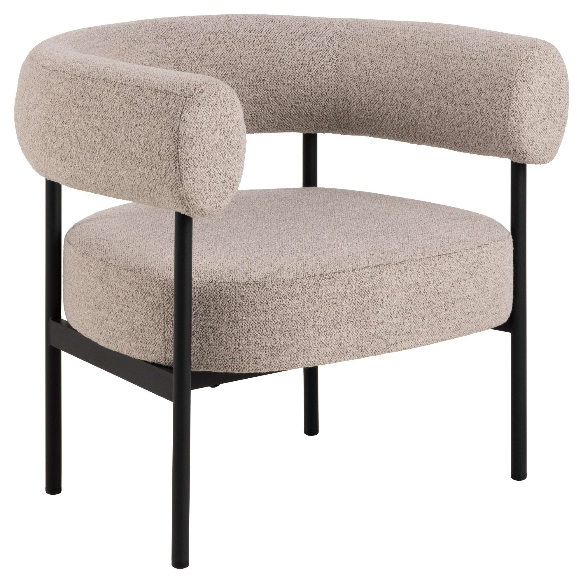 ACTONA GROUP Loungesessel Oakfield, Polstersessel, Relaxsessel, mit Armlehnen, Hoher Komfort, Modern, Beiger Stoff, Schwarze Stel, Taschenfedern, Sitzhöhe: 43,5 cm