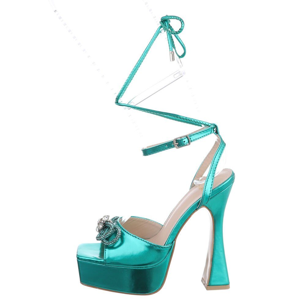 Ital-Design Damen Abendschuhe Party & Clubwear Plateausandaletten Blockabsatz Сандалі & Sandaletten in Grün