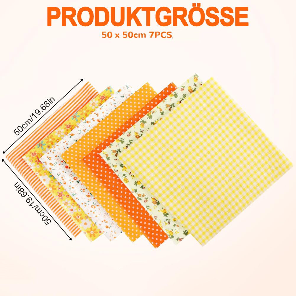 Diwzbyn Stoff 7-teiliges Fat-Quarter-Stoffpaket, 50 x 50 cm vorgeschnittene, Baumwollstoffe für Quilten, Nähen, Patchwork und DIY-Bastelprojekte – Bild 2 von 5
