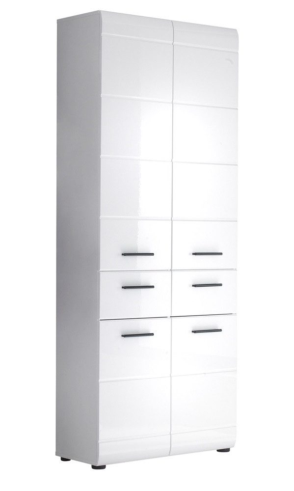 trendteam Hochschrank Hochschrank breit Skin, weiß Hochglanz (1-St) Badschrank