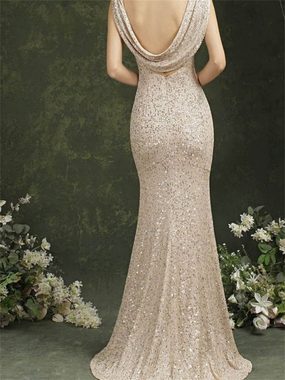 RUZU UG Abendkleid Damen Sexy Strapsrock mit Schlitz Kleid Brautjungfer Bankettkleidung