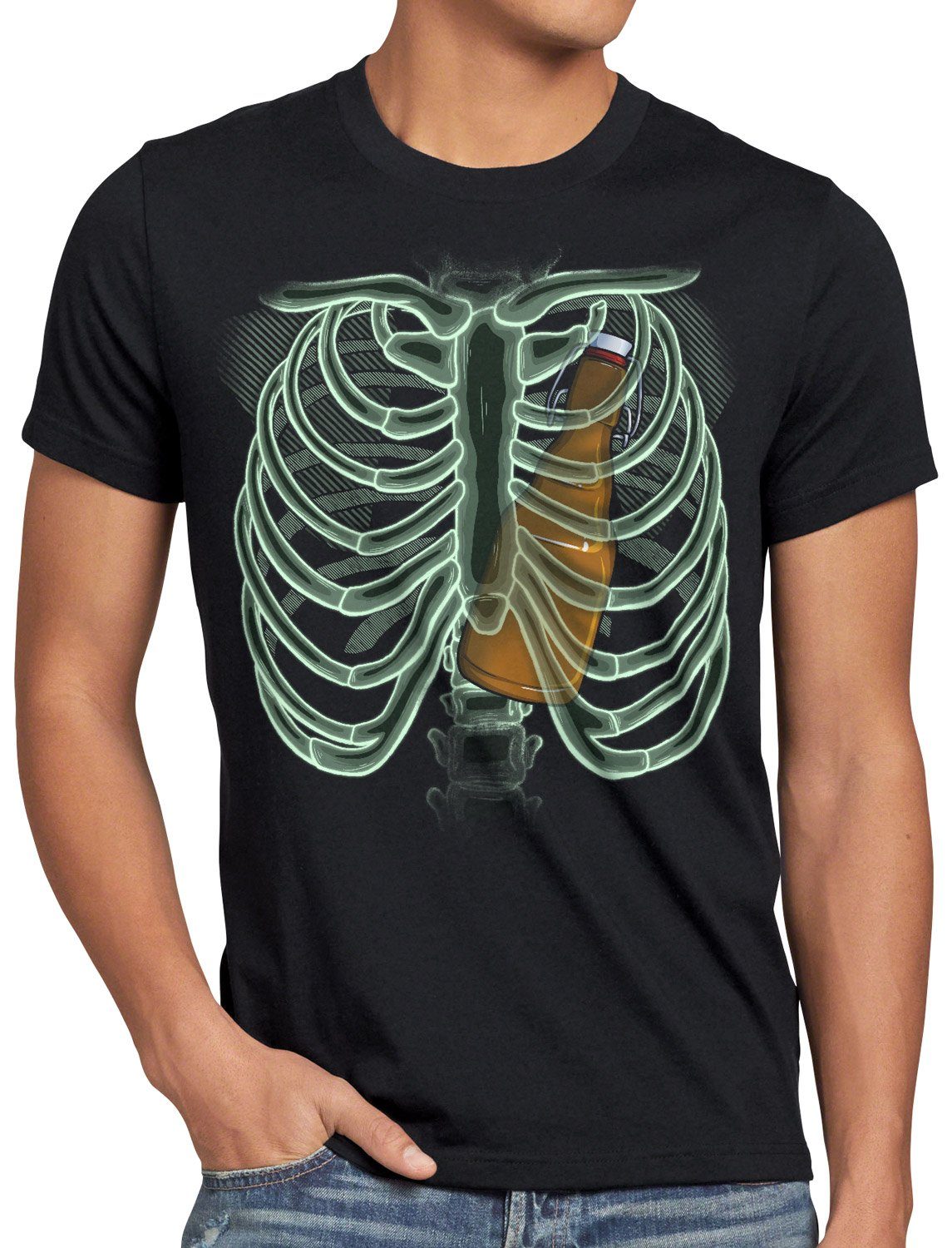 style3 T-Shirt Bierflasche X-Ray hopfen malz papa röntgen vatertag männertag