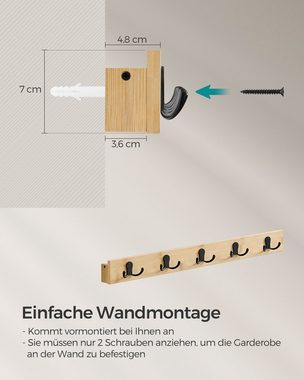 SONGMICS Wandgarderobe (1 St), Garderobe mit Ablage, Wandmontage, 5/10 Zweifach-Metallhaken