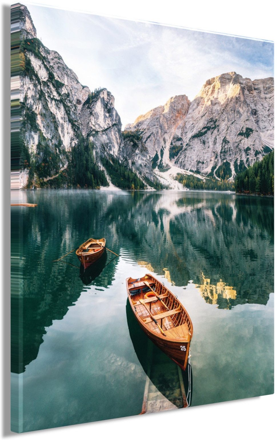 Bönninghoff Leinwandbild Wandbild PRAGER WILDSEE XXL 118x140 cm – Leinwandbild Keilrahmen Deko, Berge, Berge & Alpenbilder, Bilder von Booten & Schiffen, Boote & Schiffe, Gewässer, Landschaft, Landschaften, Natur, See, Seebilder (1 St), auf Keilrahmen gespannt