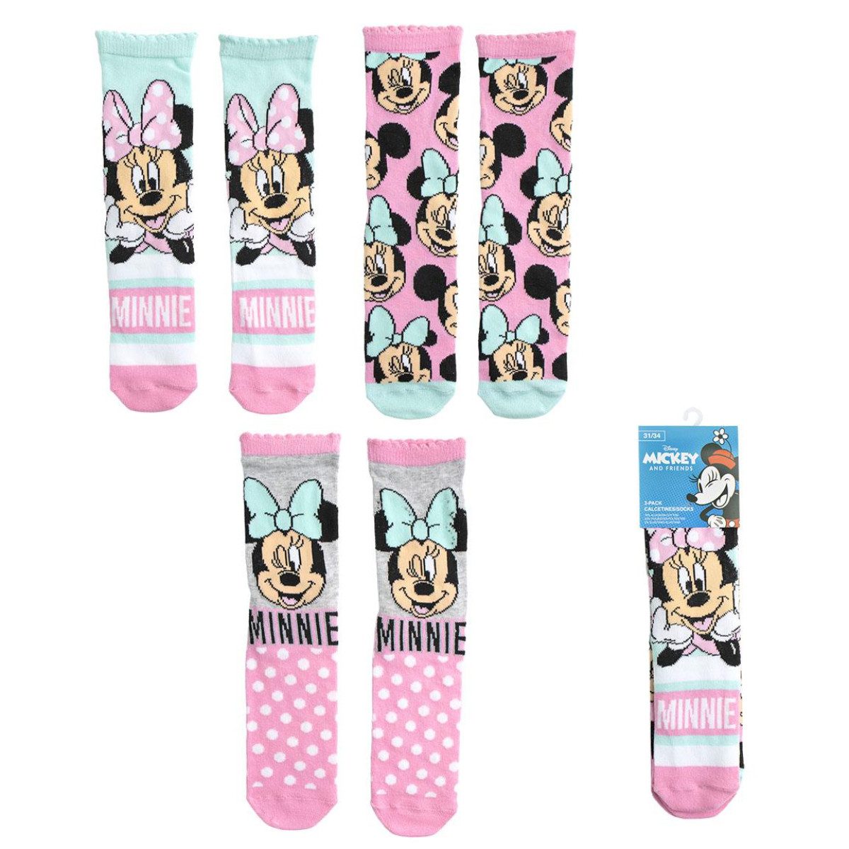 Socken Disney Minnie Socken 3er Pack Kinder Baumwollsocken