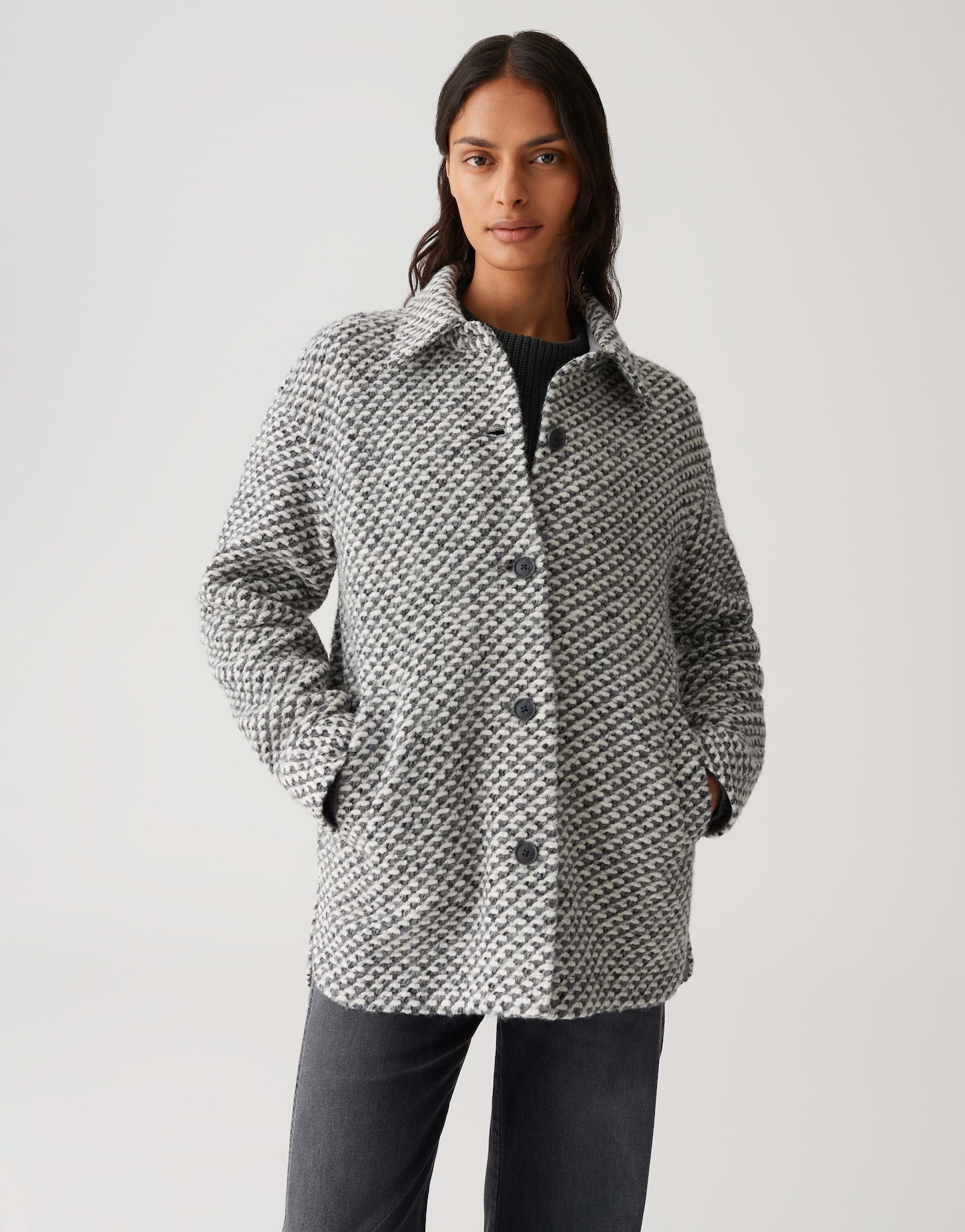 OPUS Jackenblazer HELLOLA in Bouclé Optik überschnittene Schulter mit Langa günstig online kaufen