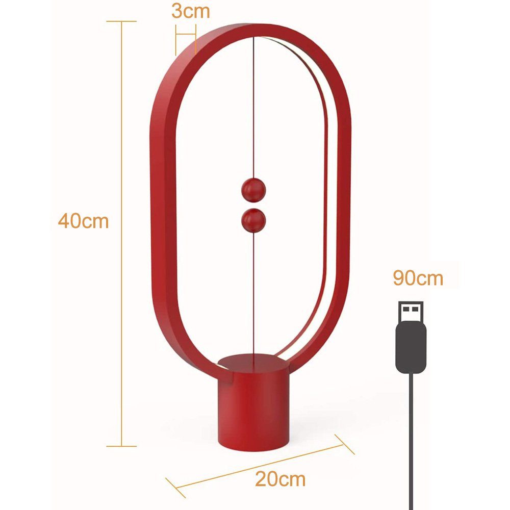 Mode Rosnek Rot Schreibtischlampe Nachttisch LED Licht, Magnetschalter LED Lampe USB-betrieben Tischleuchte Balance