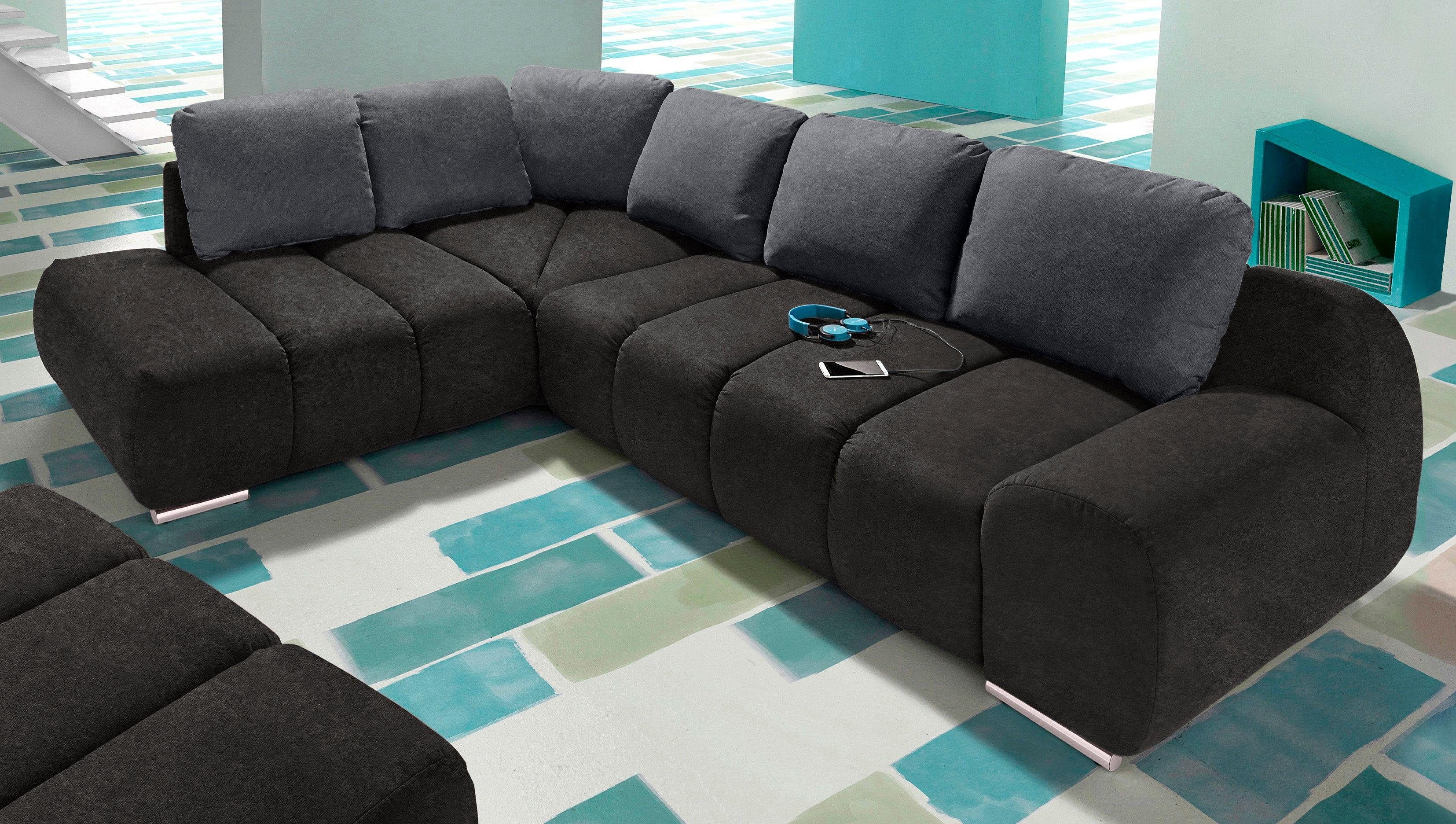 Home affaire Ecksofa Bono L-Form, mit Ottomane, wahlweise mit Bettfunktion