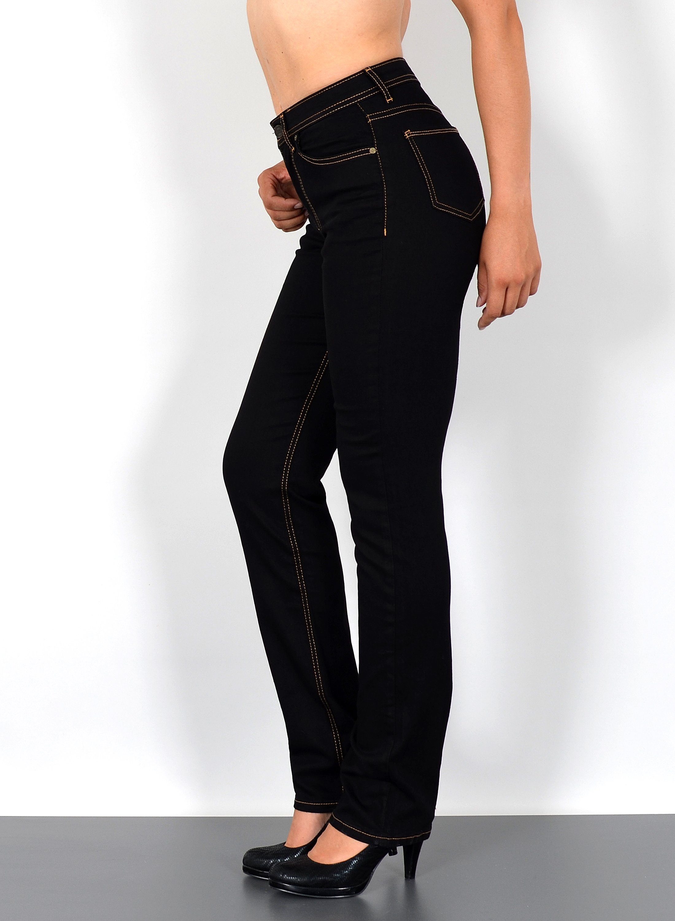 ESRA Straight-Jeans Stretch-Jeans Damen High Waist Jeans Straight Leg Hose Regular G3 Straight Fit Jeans Damen High Waist Gerade Schnitt Jeans bis Übergröße