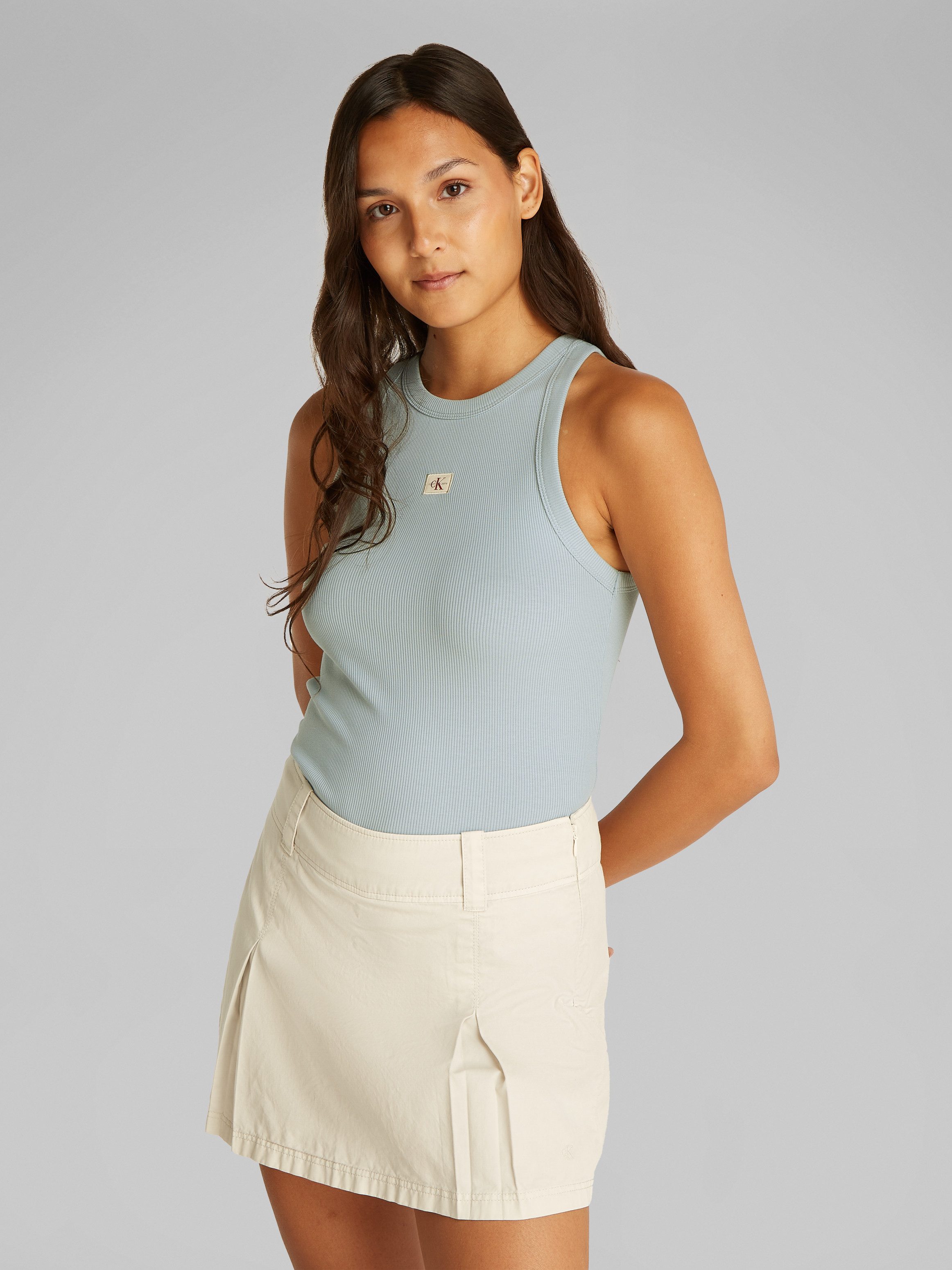 Calvin Klein Jeans Tanktop WOVEN LABEL RIB TANK TOP mit Logo